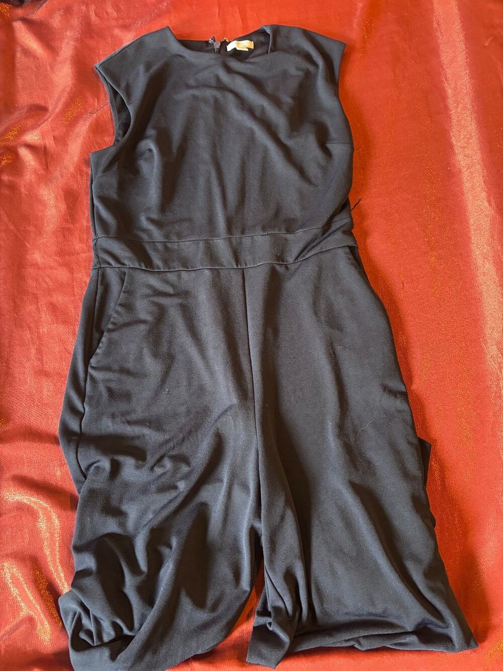 New York & Company Jumpsuit Womens S Sleeveless Back Zip Wide Leg Black